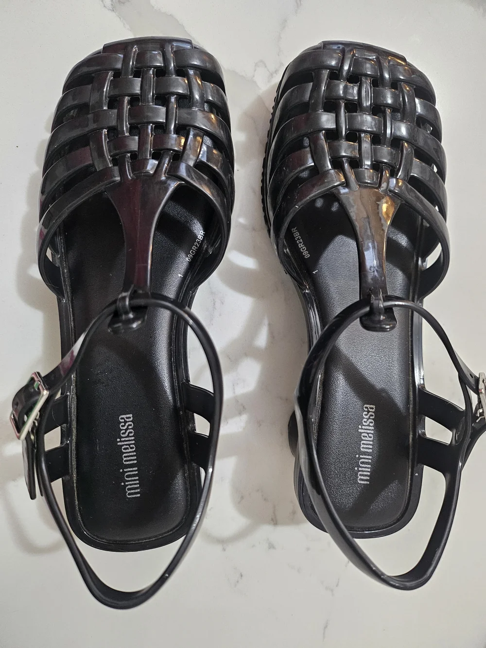 Mini Melissa Black Woven Jelly Sandals